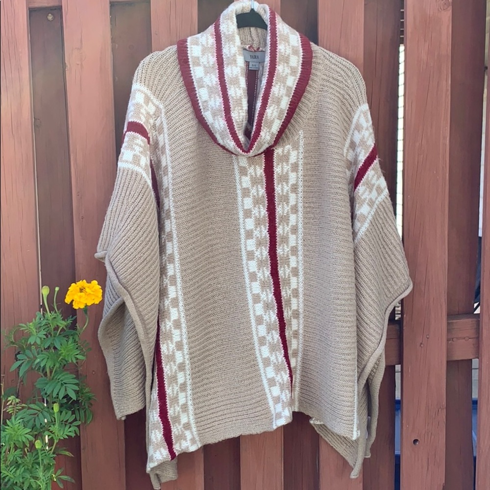 Yaira Women’s Sweater Poncho with cowl neck